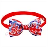 Hundkläder Tillbehör 12 Designs Independence Day Pet Bow Tie Patriotic Cat Justerbar Star and Stripes Collar 4th of Jy Small Pets D Dhnqw