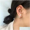 925 Sterling Sier Frosted Round Ball Back Hanging Stud Earrings For Women With Simple Personality Premium Drop Delivery Dh1Yl