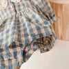 Rompers Milancel Baby Clothing Toddler Girls One Piece Plaid Body Body Long Manneve tenue H240508