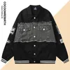 Vintage Varsity Jacket Män kvinnor Lossa Patchwork Denim Jackets harajuku Bomber Autumn Fashion Casual Brodery Coat 240113