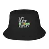 Berets Mode Eimer Hüte Eat Sleep Wordle Repeat Bob Männer Frauen Baumwolle Fisherman Caps Lustige Spiel Strand Hut Sommer