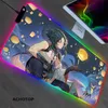 RGB Genshin Impact Gaming Play Mats Mousepad حجم الرسوم المتحركة Mouse Mouse Mat XXL لوحة مفاتيح سطح المكتب