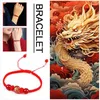 Braccialetti con ciondoli 2024 Anno del Drago Bracciale regolabile con cordino rosso Zodiaco cinese Animale Fortunato Corda intrecciata con filo