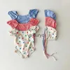 Enstycken 2023 sommar baby simning ett stycke hjärttryck flickors baddräkter småbarn badkläder H240508