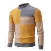 Men's Mock Neck Pullovers Youthful Vitality Fashion Patchwork Knitted Sweater Men Slim Casual Pullover Autumn Wintr Knitwear Man 240113