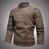 Giacca in pelle militare da uomo in pile invernale caldo cerniera diagonale cappotti da moto moda uomo motociclista PU giacche soprabito sottile 240113