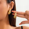 Boucles d'oreilles pendantes exagérées françaises rondes en métal, grande niche minimaliste, muscles irréguliers