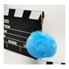 8cm Pompon Porte-clés Porte-clés de voiture Anneaux de couleur d'or Pompons Faux Faux Lapin Fourrure Charms Chaîne DIY Pom Poms Boules Porte-clés Femmes Sac Pe Otl4O