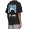 T-shirts de rhude de haute qualité Hip-hop Sunset thème imprimer High Street et femmes en vrac en ligne courte Orange Blue en gros