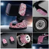Interior Decorations 20Pcs/Set Rhinestone Car Phone Holder Hooks Sticker Pad Set Pink Bling Accessories For Drop Delivery Mobiles Mo Dhxgu