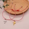 Charmarmband Bohobliss Metal Color Cross Pendant Christmas Fashion Jewelry Redwhite flätade rep armband för kvinnor par pulsera