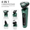 Green Smart Electric Shaver LCD Digital Display Threehead Floating Razor USB Rechargeable Washing Multifunction Beard Knife 240112