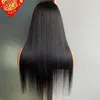 Ny stil malaysisk peruansk indisk brasiliansk naturlig svart silkeslen rak 13x4 Glueless frontal peruk 100% rå jungfru remy mänskligt hår