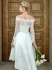 High Low Crystal Sash Bride Wedding Dress 2024 Off the Shoulder Lace Bridal Gowns Summer Boho Vestidos Noiva Robe De Mariee