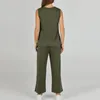 Pantalones de dos piezas para mujer, conjuntos de sudadera y chaleco liso para mujer, 2 conjuntos, chándales, Tops sin mangas, prendas de vestir informales largas