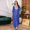 Ubranie etniczne marokańskie muzułmańskie nadruk kwiatowy Kobiety Kobiety długi maxi sukienka Turcja Arab Dubai Eid Party Femme Ramadan Kaftan Jalabiya vestidos