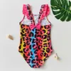 Jednoczęściowe 2-12Y Toddler Baby Girls Szyborkość One Piece Swimsuit Lopard LDREN SAMPWEAR KITA GIRLS SWOIMME STITFE BEACHWEAR H240508