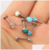 Opal Lip Stud Stone LaBret Ring 16G Kit Body Jewelry for Women Ear Brosket Earring Piercing Ombligo Drop Delivery DHBGT