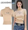 Sweaters Knitted Turtleneck Sweater Women High Street Solid Casual Designer Short Sleeve Hollow Out Sexy Crop Tops Pull Femme Clot8018019