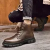 Bottes antidérapantes en cuir véritable moto pour hommes 2024 mode cheville tendance designer extérieur chaud peluche fourrure hiver