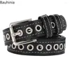 Belts Personalized Designer Alloy Pin Buckle PU Leather Unisex Fashionable Air Eye Punk Style Cowboy Belt