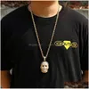 Pendant Necklaces 14K Iced Out Gold Custom Michael Myers Pendant Cz Big Size Solid Character Pendants Hiphop Jewelry Christmas Valenti Dh5Qv