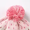 Connectyle meninos meninas bonito dos desenhos animados cervos quente gorro outono inverno crânio boné de algodão malha velo forrado crianças earflap chapéu com pom-pom 240112