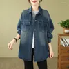 Kvinnors blusar överdimensionerade 2024 Autumn Shirt Denim Shirts Women Wild Casual Long Sleeve Tops