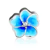 Loose Gemstones 925 Sterling-Silver-Jewelry DIY Fits For Brand Charms Bracelets Orchid Beads With Radiant CZ & Pink Enamel