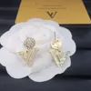 925 verzilverde diamanten oorknopjes Boutique Damesgeschenken Sieraden Modestijl Vergulde Letter Stud Oorbellen Ontwerp voor Vrouwen Luxe Cadeau Oorbellen met doos