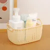 wholesale solid color cabinet storage basket, imitation rattan woven hollow plastic storage basket, handle