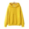 Kvinnors hoodies kvinnor fleece hooded höst vinter koreansk stil fast färg dropphylsa casual all-matchade överdimensionerade dragskontröjor