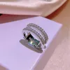 D Colore VVS1 Vintage Doppia Fila Anelli di Fidanzamento Per Le Donne Reale 100% 925 Sterling Silver Band Gioielleria Raffinata Regalo 240112