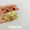 Dangle Küpeler Klasik Vintage Stil Barok Kırmızı Taş Kolye Renkli Rhinestone ve Mizaç Aksesuarları