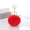 Portachiavi Fluffy Pom Morbido finto Rex Coniglio Palla di pelo Portachiavi per auto Pompon P Portachiavi Portachiavi Borsa da donna Ciondolo Gioielli Drop Deliver Dhr5J