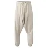 Pantalons pour hommes Hommes Casual Blanc Pantalon de survêtement Baggy Pantalon d'été Lâche Cordon de taille Moyenne Yoga Harem avec poches Culottes