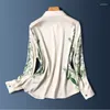 Women's Blouses Satin Print Shirts Loose Silk Vintage Spring/summer Ladies Clothing Fashion Long Sleeves Women Tops YCMYUNYAN