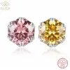 Wuiha 925 Sterling Silver Round 100% passerade Test Diamond 1Ct Colorful Ear Studs Earrings for Women Gift Drop 240112