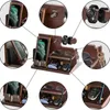 Jewelry Pouches Multifunction Wooden Bedside Organiser Wood Phone Docking Station Key Holder Wallet Stand Watch Organizer Valentines Gifts