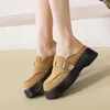 Hausschuhe Damen High Heels Echtes Leder Weibliche Frühling Sommer Halbschuhe Gummisohle Rutschfeste Frauen