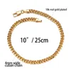 Tornozeleiras 4mm de largura cubana link corrente ouro cor tornozeleira grossa 9 10 11 polegadas pulseira de tornozelo para mulheres homens à prova d'água