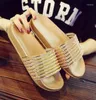 Slippers Glitter Crystal Narrow Band Women Summer Outside Flat Creepers Slides 36-41 Size Anti-skid Beach Flip Flops Gold/sliver