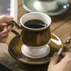 Vintage Design Ceramic Latte Cup With Saucer Coffee Mug Flat Plate Teacup British Afternoon Tea Set Dishwasher Safe 260ml 240113