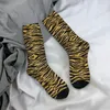 Men's Socks Funny Gold Tiger Stripes Animal Sports Leopard Polyester Crew For Unisex Sweat Absorbing