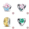 Fashion 925 Silver Colorful bee Flowers Spring Series rose gold Charms Beads oil painting Fit Pando 925 Original Bracelet Jewelry