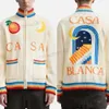 24SS Casablanca Zipper Sweater Coat New Man and Women Designer Fashion Stand Up Collar Wool Jacket Cardigan Loose Jackets Casablanc Poket Coats