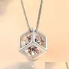 S925 Sugar Cube Chain 1 CT Mosan Diamond Moissanite S Square Pendant Necklace for Women Gift Drop Delivery DHMQE