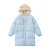 Trenchs de femmes manteaux d'hiver peluche capuche mi-longueur coton tendance marque rue style coréen épaissi chaud lâche décontracté parkas veste