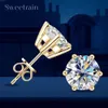 052ct Diamond Stud Earrings 18K Yellow Gold Plated 925 Silver Wedding Earring for Women Men Luxury Jewelry with GRA 240112