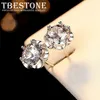 Fiore tono 06ct diamante 100% argento sterling 925 semplice moda sei artigli orecchini a bottone gioielli da donna di marca 240112